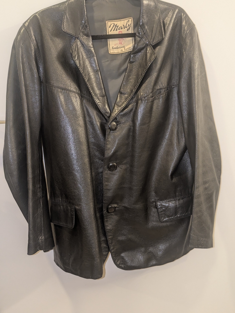Vintage Black Leather Sport Coat Blazer
